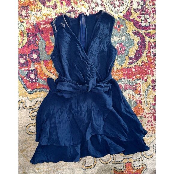 Tie Waist Navy Mini Dress (S) - Picture 2 of 4